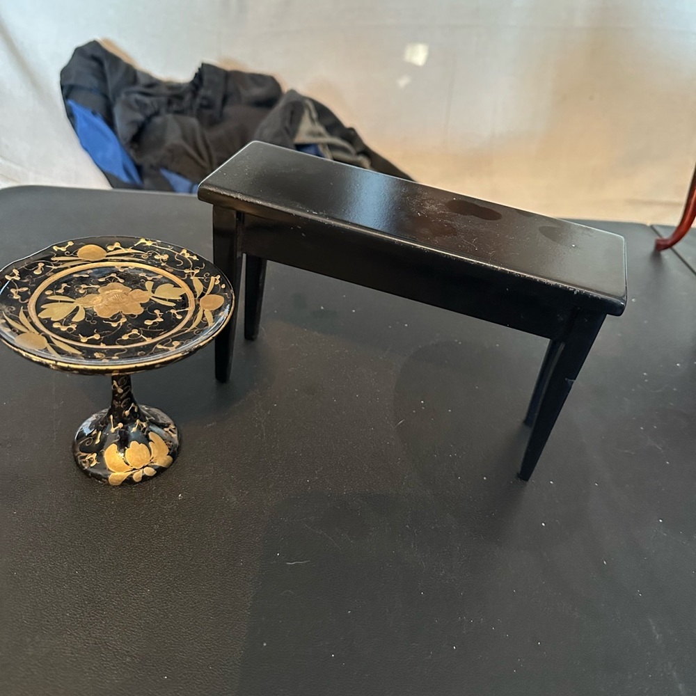 Black Sofa Table and Asian Style Round Pedestal Table